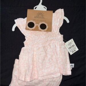 Pink Ruffled Baby Dress with Sunglasses